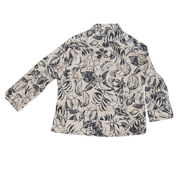 Coral Bay Cream Black Tropical Print Lightweight Spring/Summer Jacket Size L - Picture 2 of 11